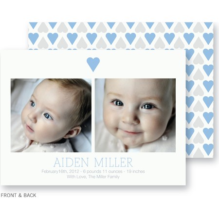 Blue Sweet Hearts Birth Announcement