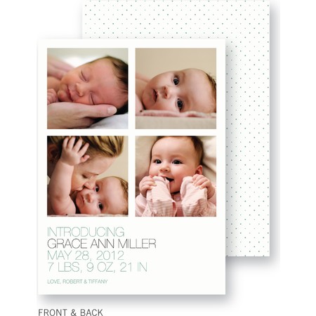 Green Chenille Dots Birth Announcement