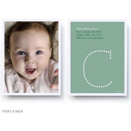 Green Marquee Monogram Birth Announcement