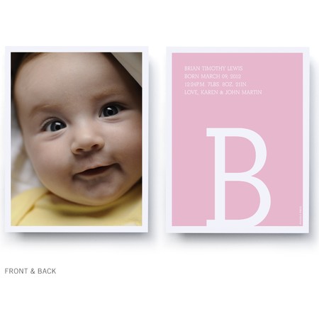 Pink Monogram Birth Announcement