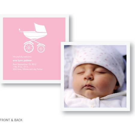 Pink Pram Birth Announcement