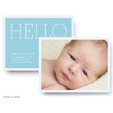 Blue Color Block Birth Announcement