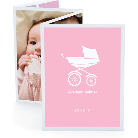 Pink Pram Accordion Birth Announcement
