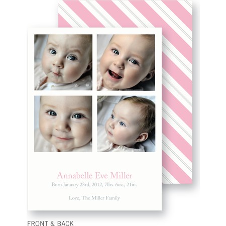 Pink Striped Birth Announcement