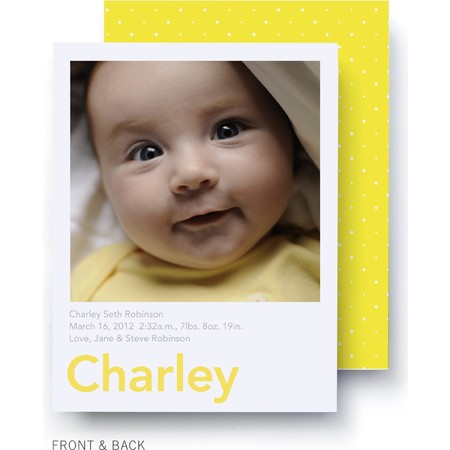 Yellow Chenille Dots Birth Announcement