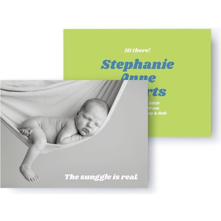 The Snuggle is Real Green Baby Announcement