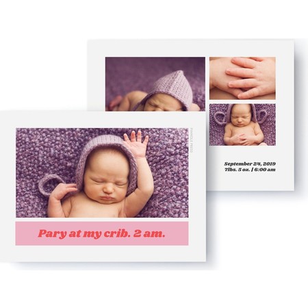 Pink Party at My Crib Birth Announcement
