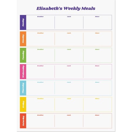 Weekly Meal Planner Dry Erase Decal, Small