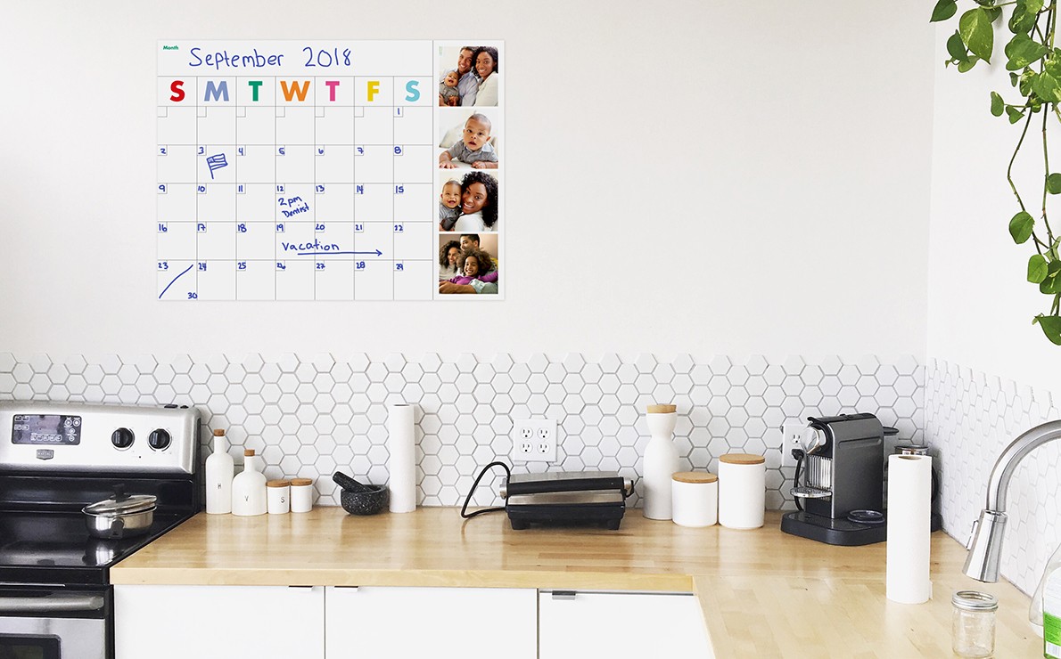 Dry Erase Decal Calendar Hanging in Kitchen