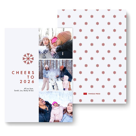Cheers Icon Holiday Photo Card, Red Snowflake