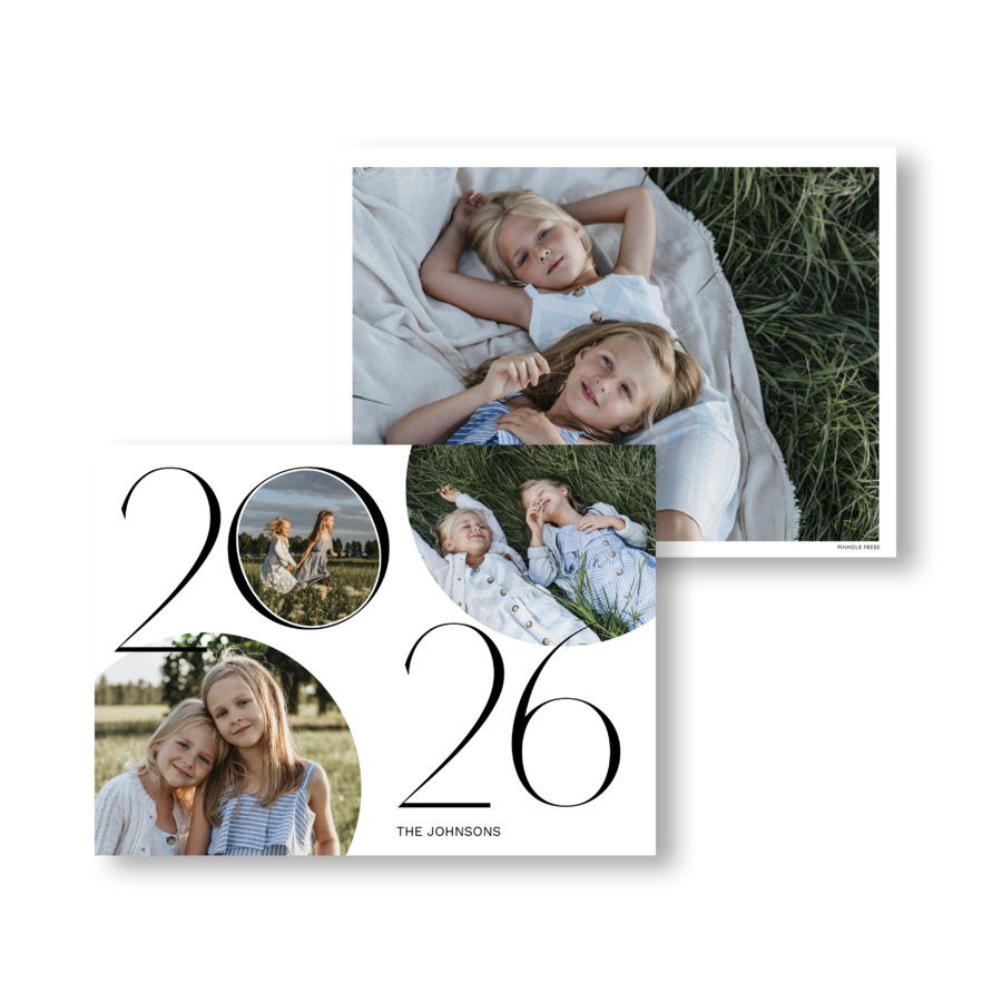 Modern Circle New Year Card, Product Image 01, Black