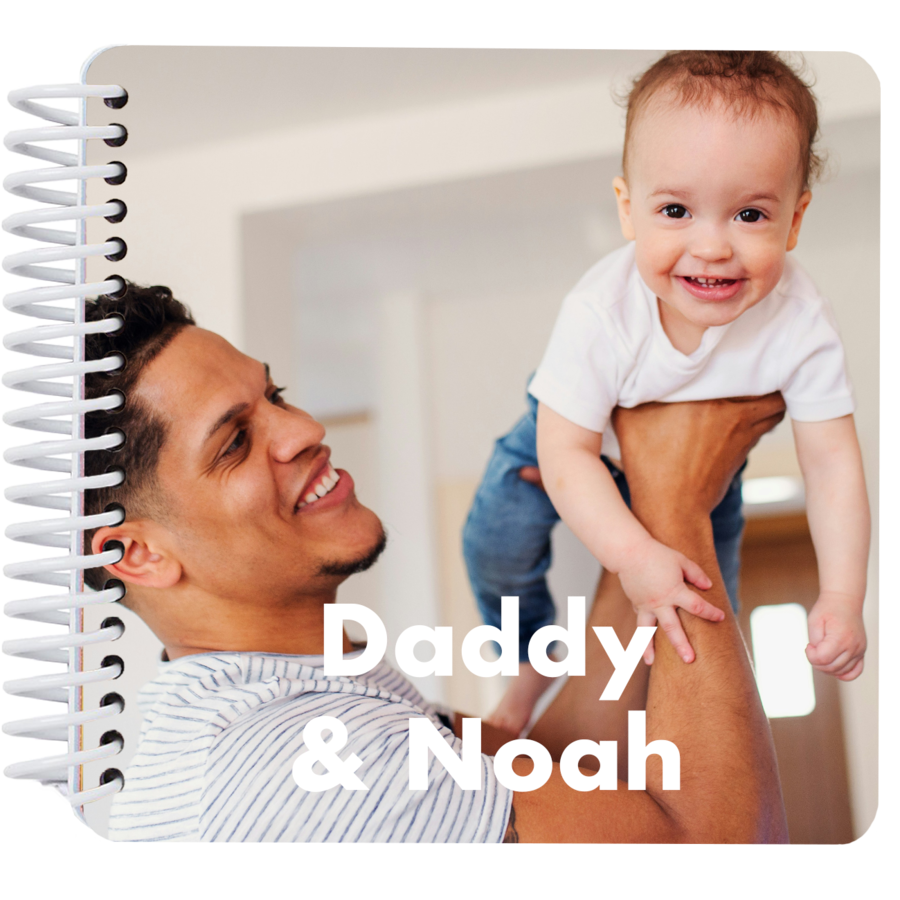 Personalized Daddy and Me board book cover featuring a father and child with the title "Daddy and Me"