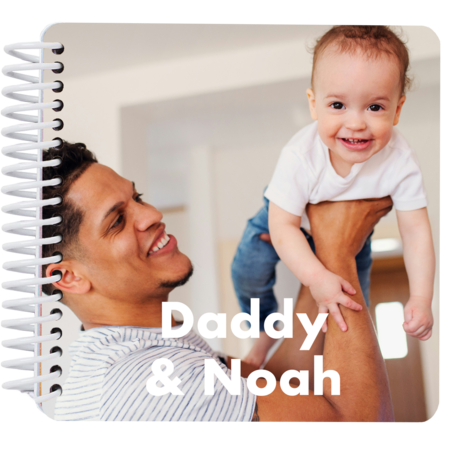 Personalized Daddy and Me board book cover featuring a father and child with the title "Daddy and Me"