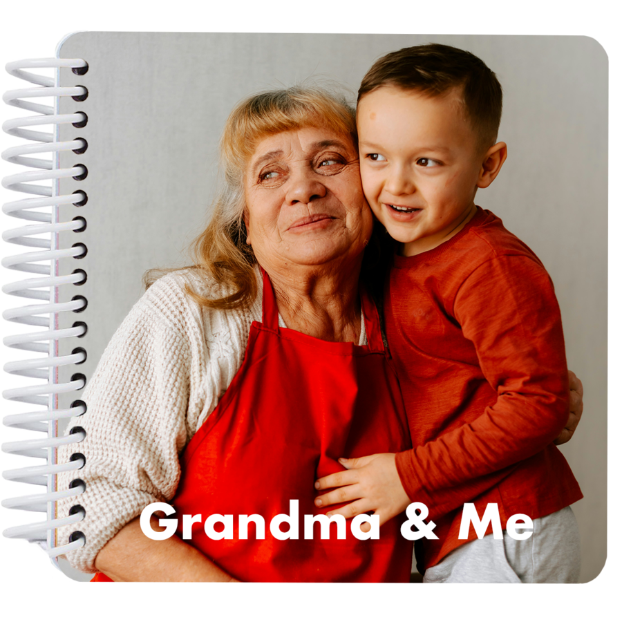 Cover Personalized Grandma and Me board book cover featuring a grandmother and grandson with the title "Grandma and Me"